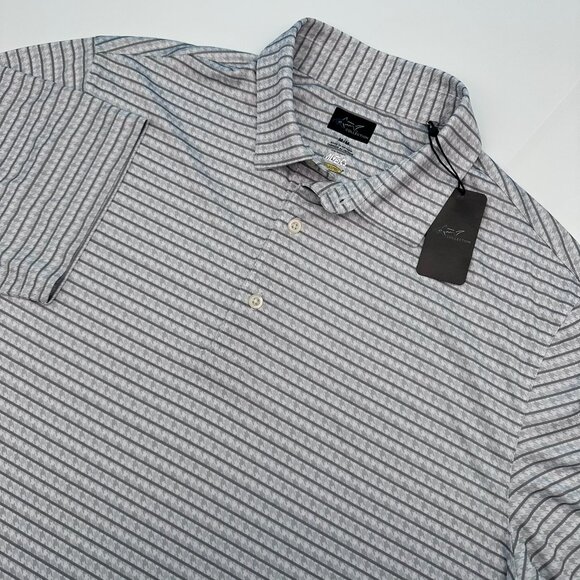 Greg Norman Pro Series ML75 Houndstooth Stripe Shirt Golf Polo, Size M, White